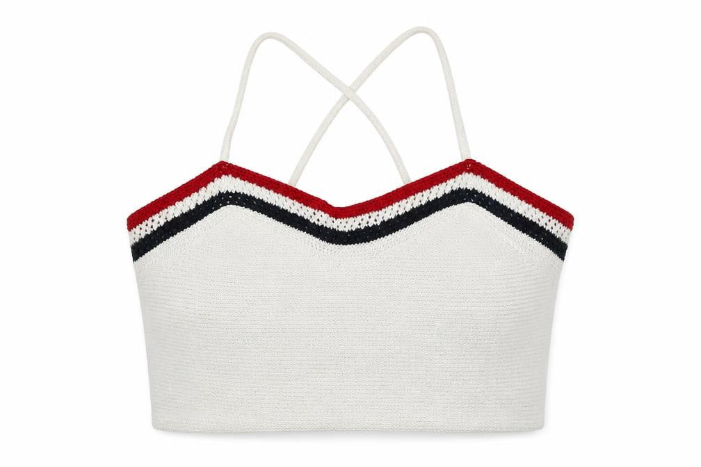 Zara Knit Womens Ivory Acrylic Cropped Tank Size 12 V-Neck