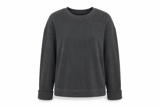 Front view of Primark women’s grey crew neck polyester jumper, size S