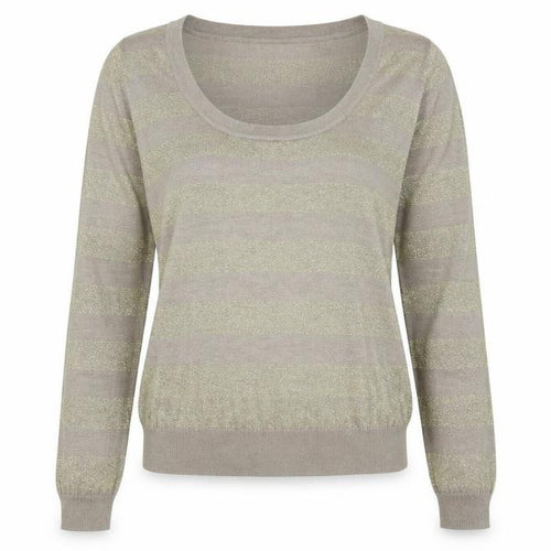 Fluid Womens Gold Scoop Neck Striped Viscose Pullover Jumper Size L