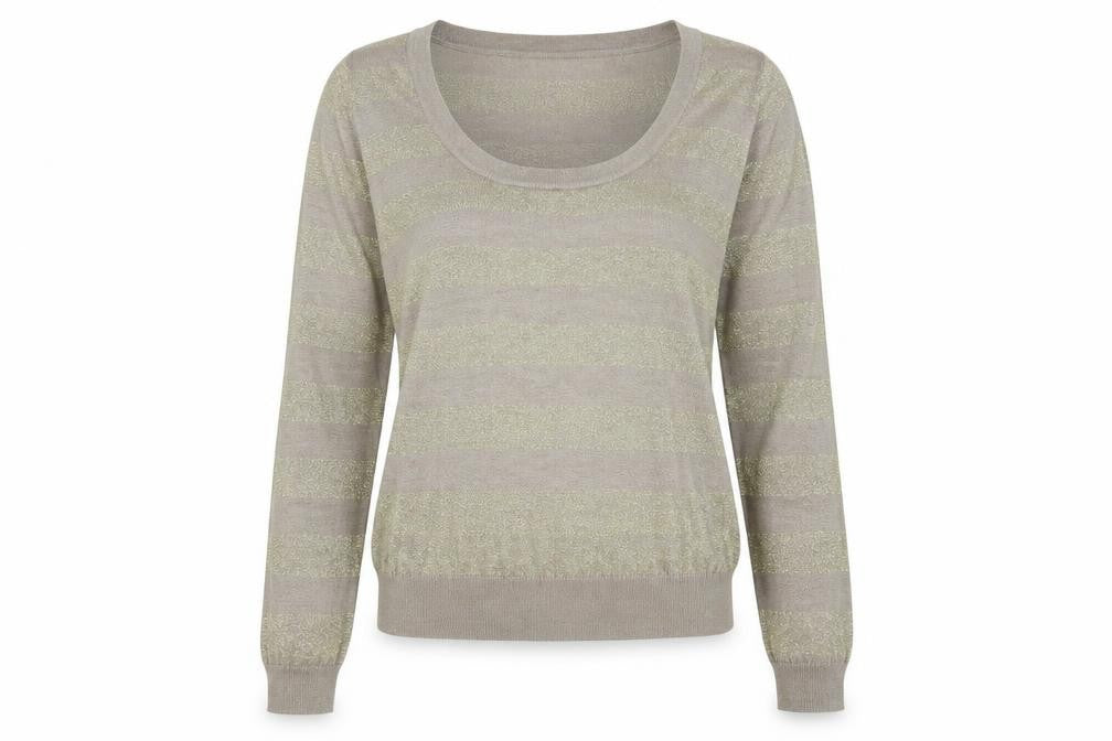 Fluid Womens Gold Scoop Neck Striped Viscose Pullover Jumper Size L