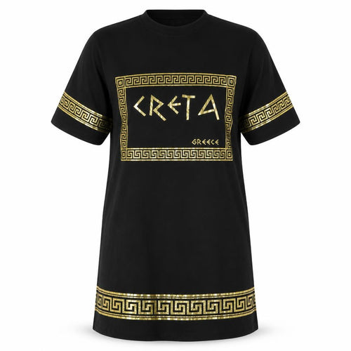 Prteworn Womens Black Cotton Tunic T-Shirt Size M Crew Neck - Greece