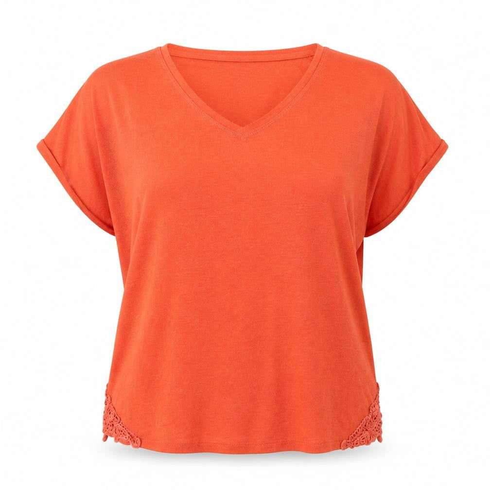 Next Womens Orange V-Neck Polyester Pullover Jumper Size 12 - Cold Shoulder