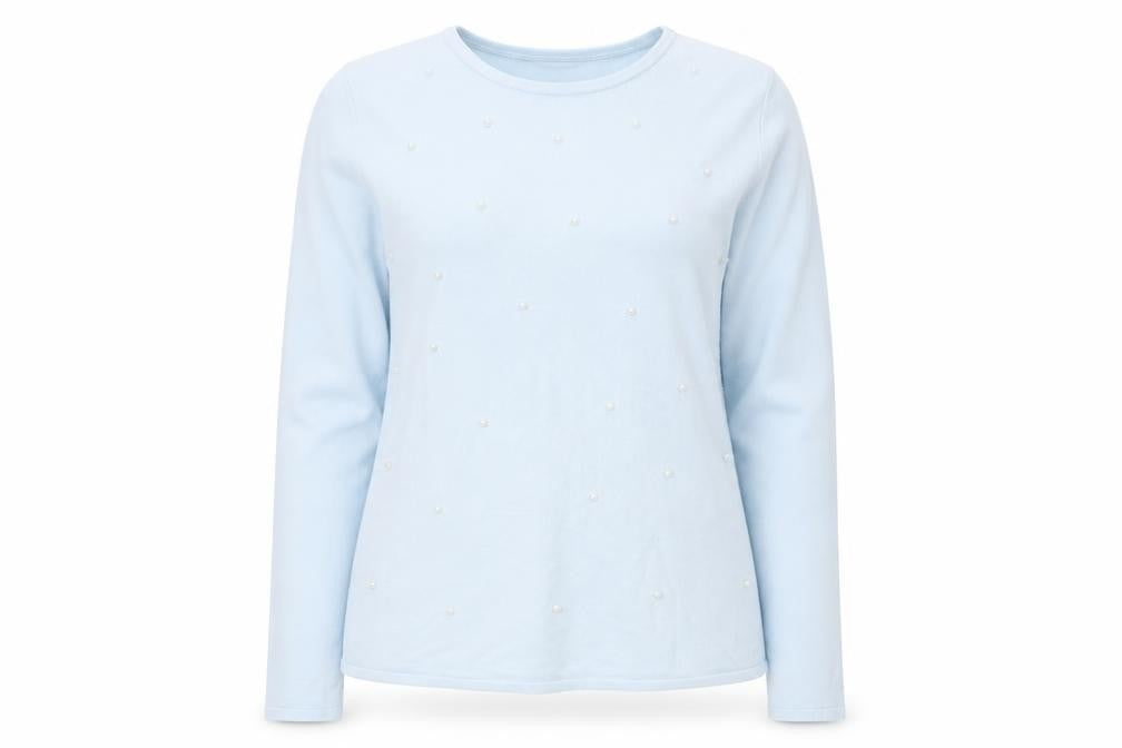Bonmarché Womens Blue Round Neck Acrylic Pullover Jumper Size 14