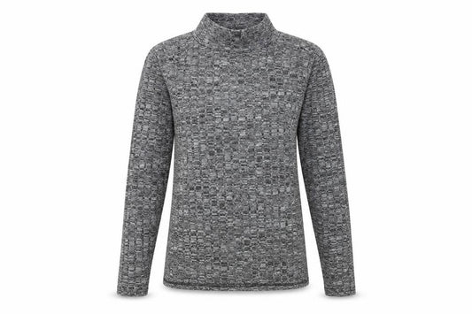Front view of PRETTYLITTLETHING women’s grey mock neck polyester jumper, size UK 8