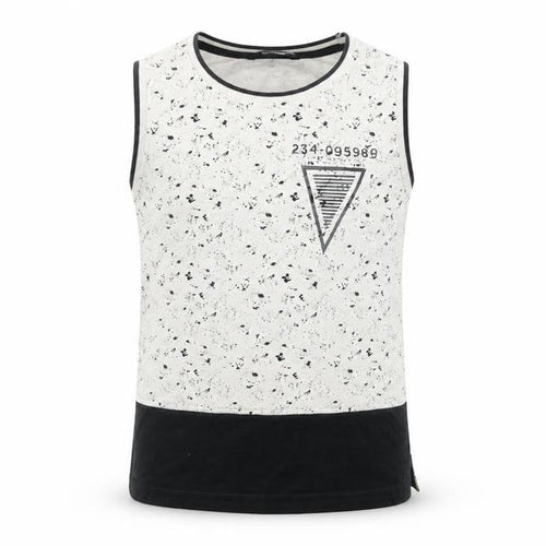 George Boys White Geometric Cotton Basic Tank Size 8-9 Years Round Neck - 234-095989