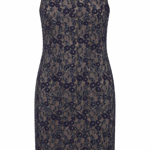 Roman Womens Blue Polyamide Pencil Dress Size 12 Scoop Neck - Lace Detail
