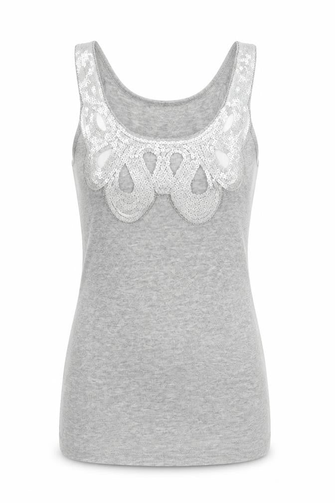 Topshop Womens Grey Viscose Camisole Tank Size 6 Scoop Neck