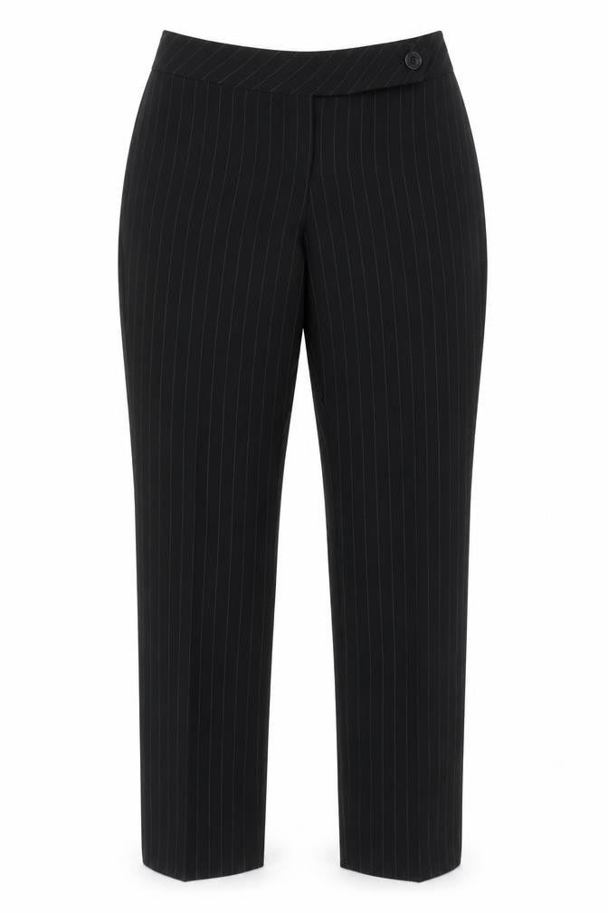 Dorothy Perkins Womens Black Striped Polyester Trousers Size 12 L28 in Regular Button