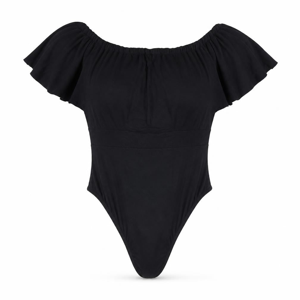 Boohoo Womens Black Viscose Leotard One-Piece Size 14