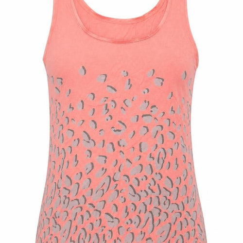 Oasis Womens Pink Animal Print Viscose Basic Tank Size M Scoop Neck