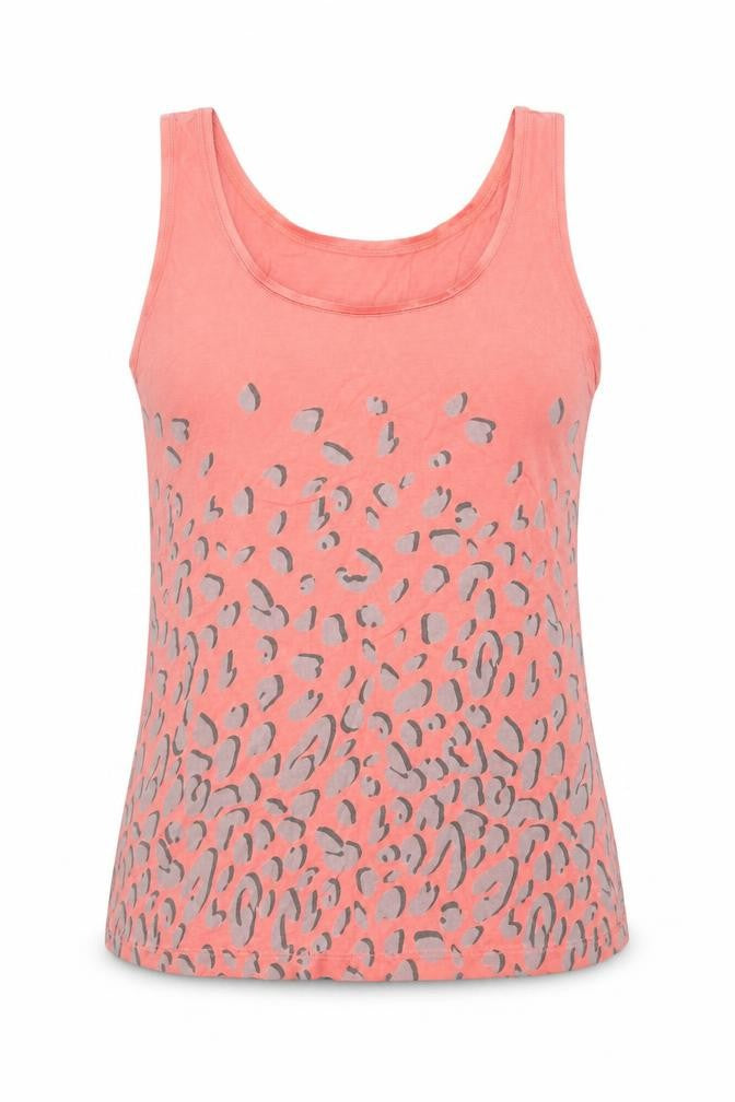 Oasis Womens Pink Animal Print Viscose Basic Tank Size M Scoop Neck