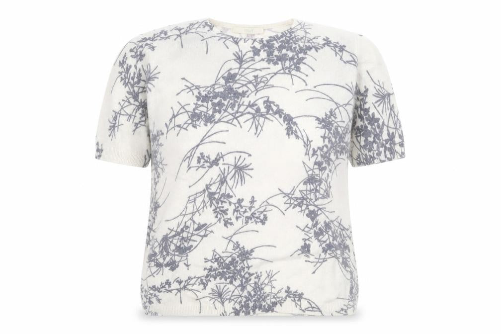 Marks and Spencer Womens White Round Neck Floral Angora Pullover Jumper Size 12