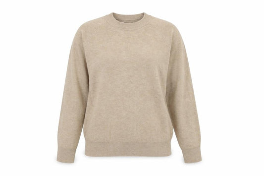 Front view of Primark women’s brown round neck polyester jumper, size UK 10