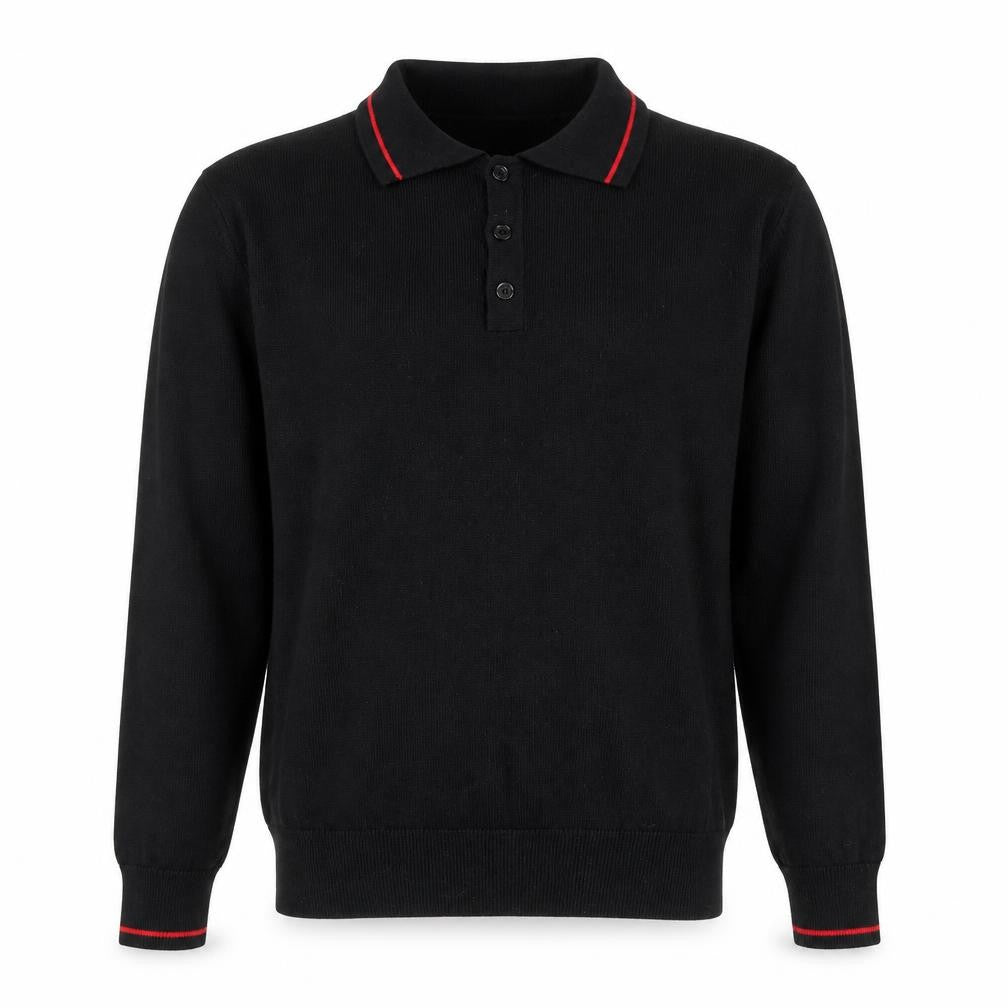 Front view of Daniel Christian men’s black collared cotton jumper, size S