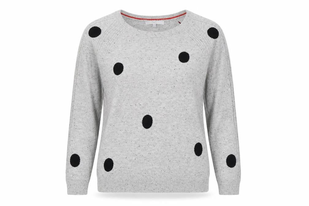 Next Womens Grey Round Neck Polka Dot Polyester Pullover Jumper Size L