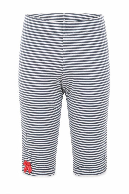 Front view of Breeze girls’ girls blue striped cotton capri trousers, size 12, months pullover