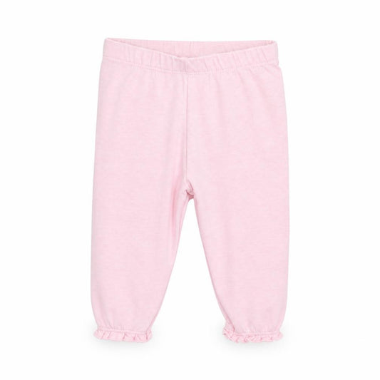 Front view of Eary days girls’ pink cotton capri trousers, size 6-9, months pullover