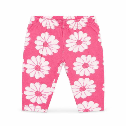 Front view of Preworn girls’ pink floral cotton capri trousers, size 9, months pullover