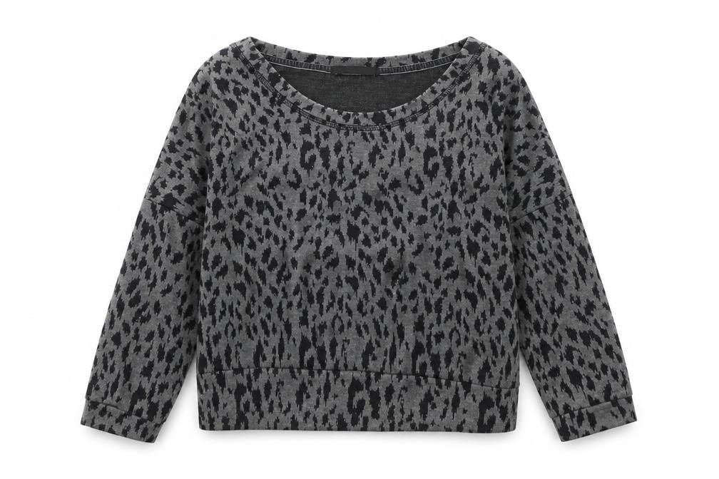 George Womens Grey Boat Neck Animal Print Polyester Pullover Jumper Size 8