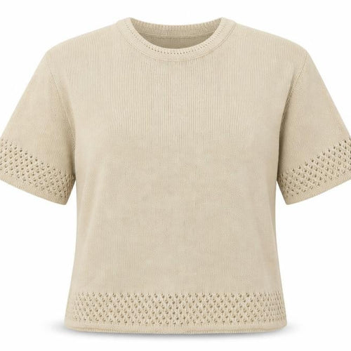 Lets Shop Shop Womens Beige Round Neck Acrylic Pullover Jumper Size M
