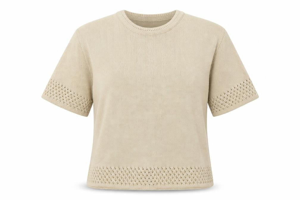 Lets Shop Shop Womens Beige Round Neck Acrylic Pullover Jumper Size M