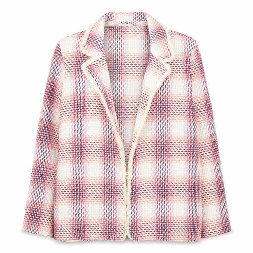 Giorgia Giannini Womens Pink Plaid Jacket Blazer Size S