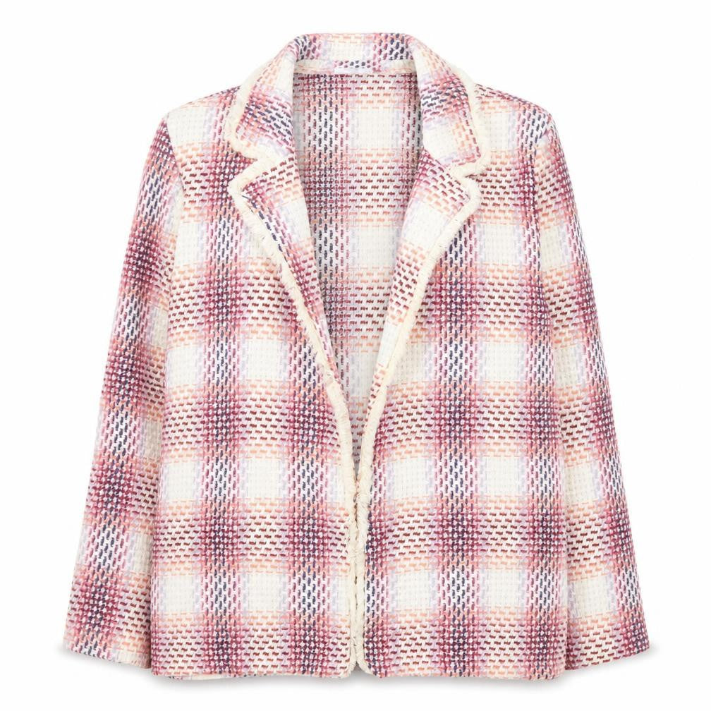 Giorgia Giannini Womens Pink Plaid Jacket Blazer Size S