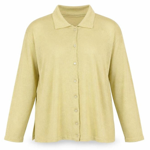 essence Womens Gold Collared Viscose Cardigan Jumper Size 16