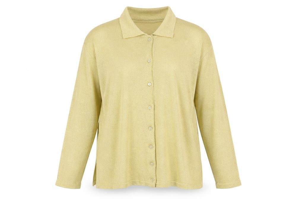 essence Womens Gold Collared Viscose Cardigan Jumper Size 16