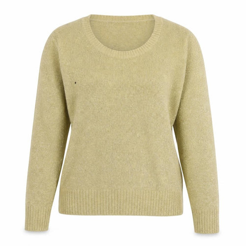 Anita Womens Beige Scoop Neck Acrylic Pullover Jumper Size L