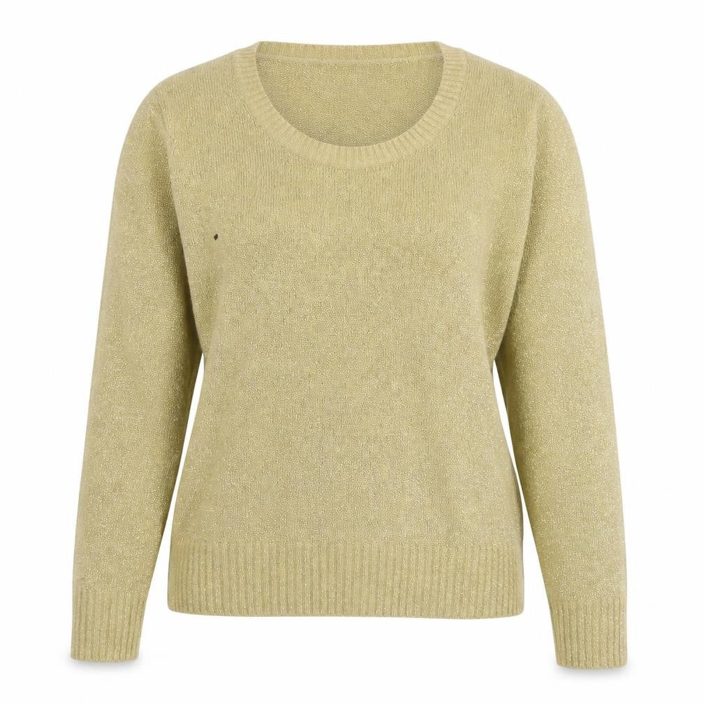 Anita Womens Beige Scoop Neck Acrylic Pullover Jumper Size L