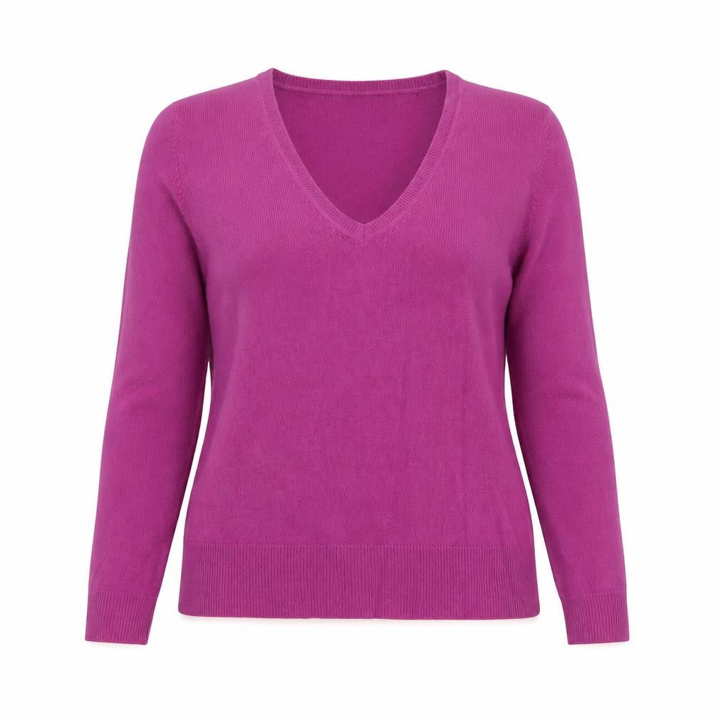 Front view of MK One women’s purple scoop neck acrylic jumper, size L