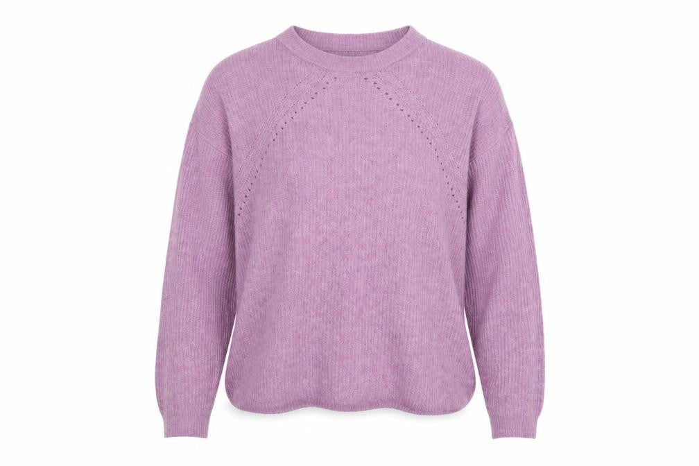 Front view of Tu women’s pink round neck acrylic jumper, size UK 10