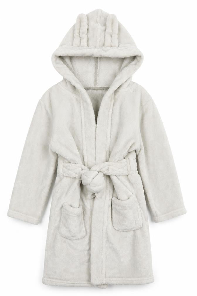 George Girls White Solid Polyester Kimono Gown Size 4-5 Years Tie - bunny ears