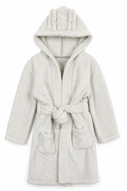 George Girls White Solid Polyester Kimono Gown Size 4-5 Years Tie - bunny ears
