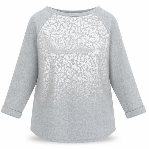 F&F Womens Grey Round Neck Animal Print Polyester Pullover Jumper Size 10