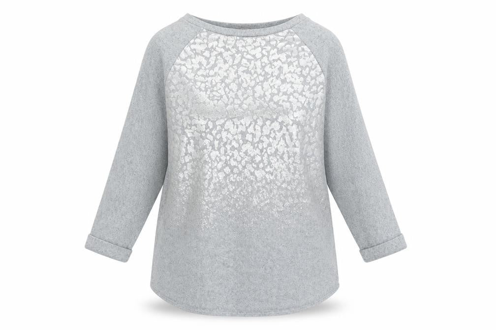 F&F Womens Grey Round Neck Animal Print Polyester Pullover Jumper Size 10