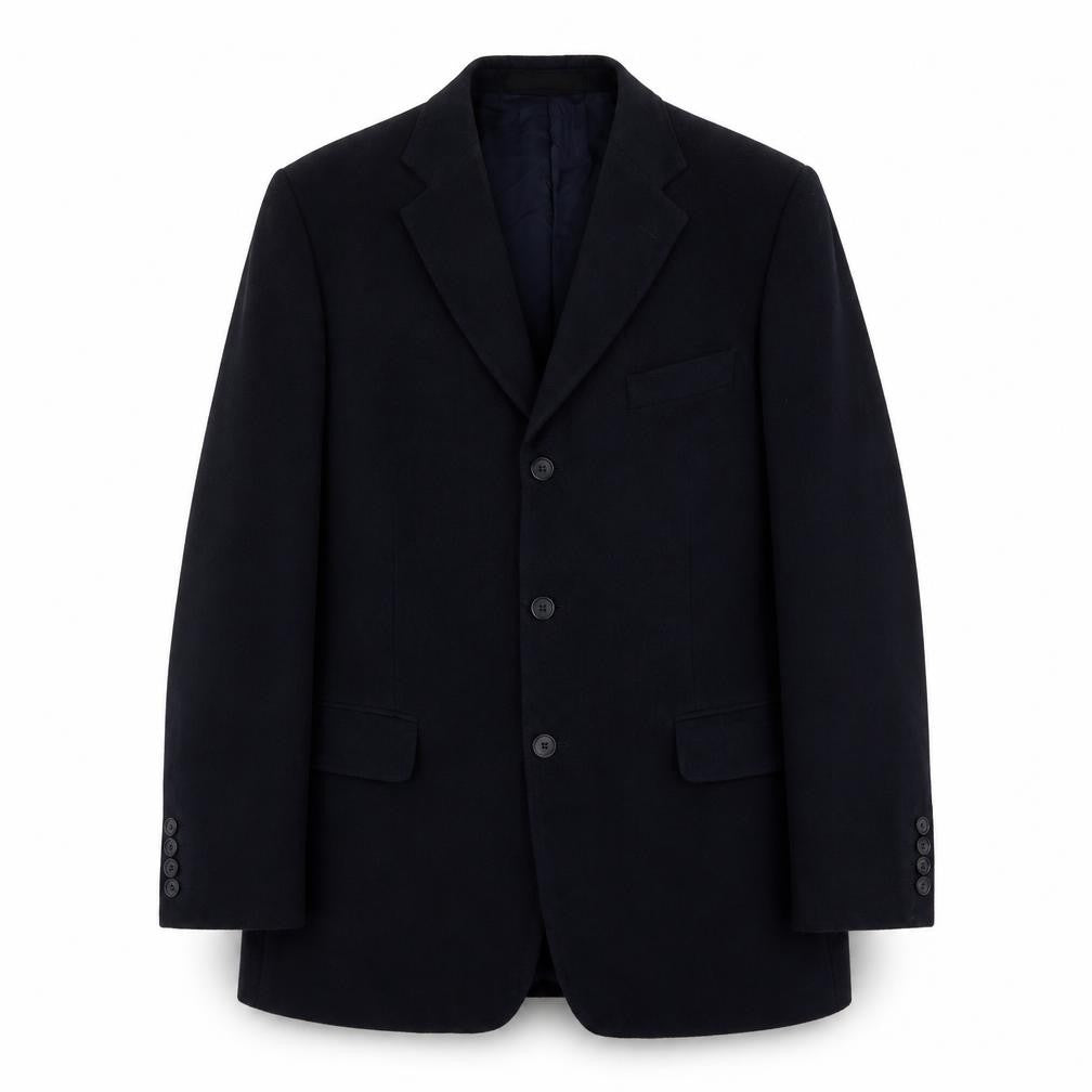 Front view of Seconds men’s blue polyester jacket suit jacket, size 42