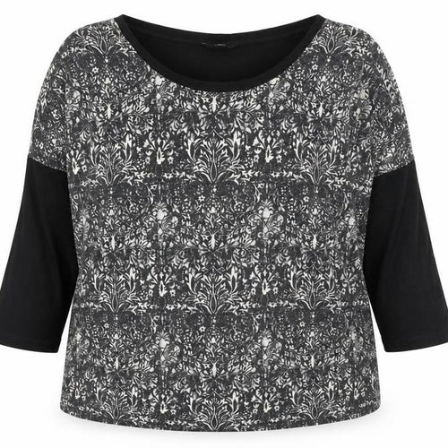 F&F Womens Black Round Neck Floral Viscose Pullover Jumper Size 16