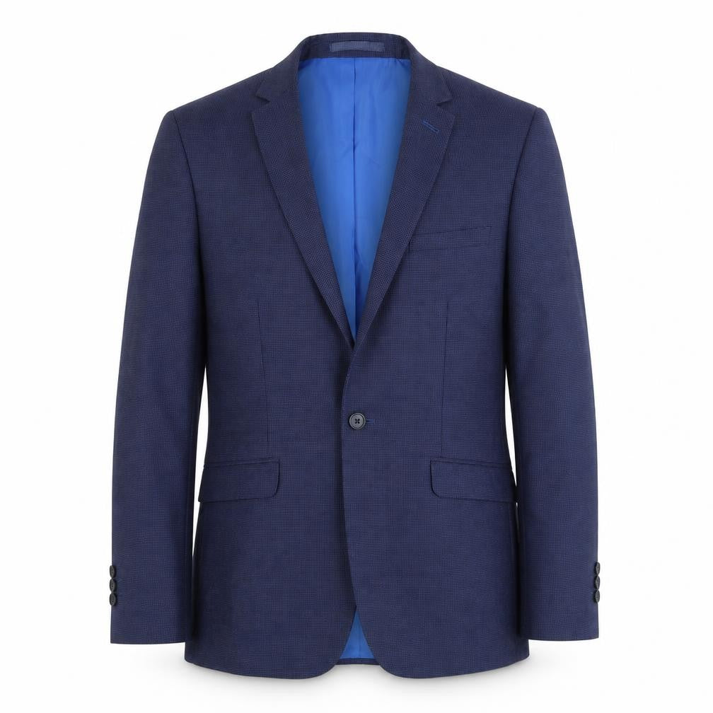 Front view of Marks & Spencer men’s blue polyester jacket suit jacket, size 38