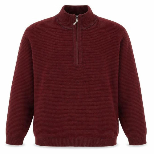 Avenue Mens Red Mock Neck Cotton Pullover Jumper Size L