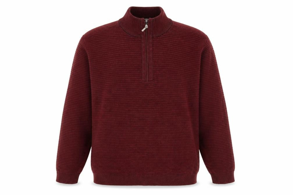 Avenue Mens Red Mock Neck Cotton Pullover Jumper Size L