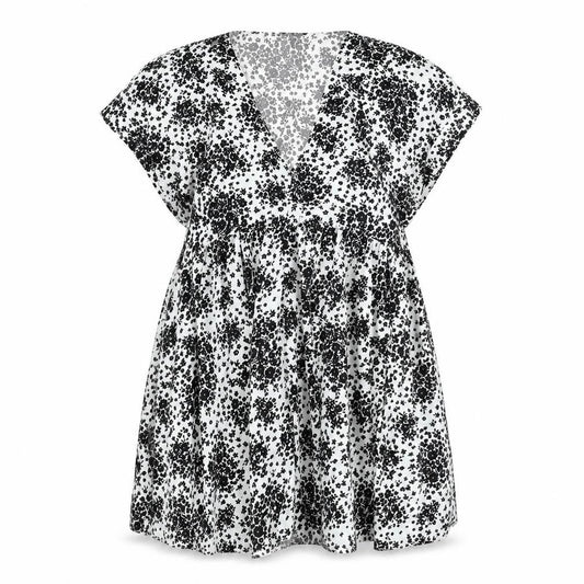 Front view of New Look women’s white floral polyester a-line, size UK 12, v-neck