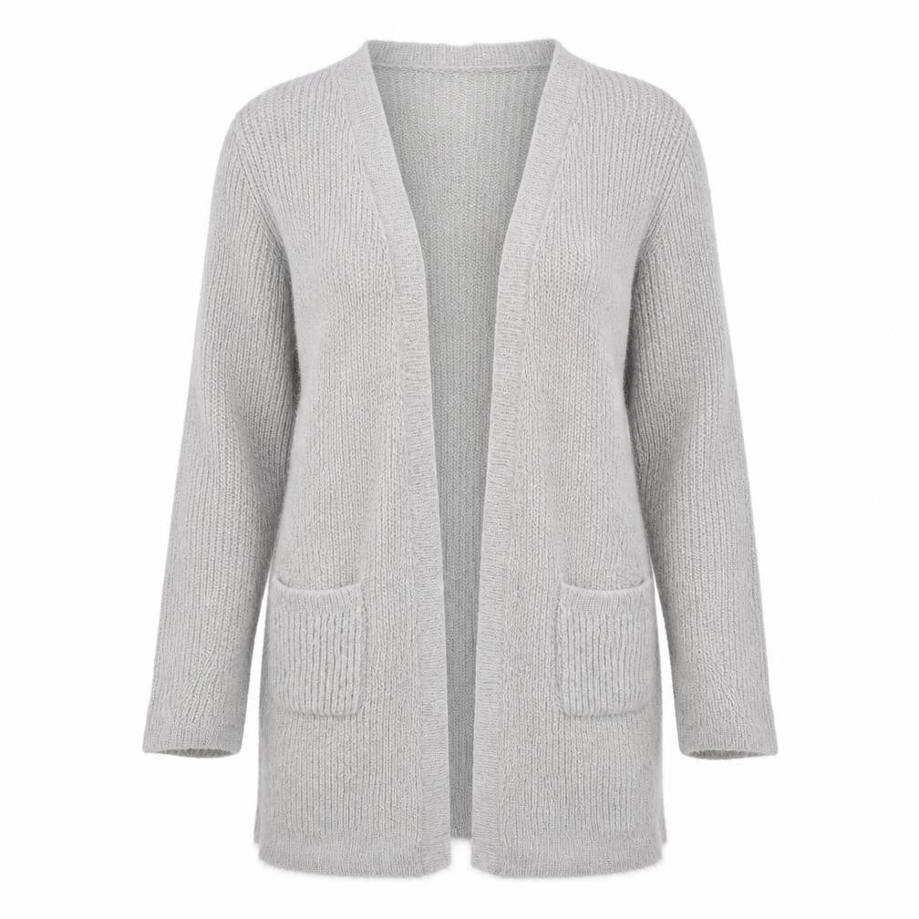 Marks and Spencer Womens Grey V-Neck Acrylic Cardigan Jumper Size 10