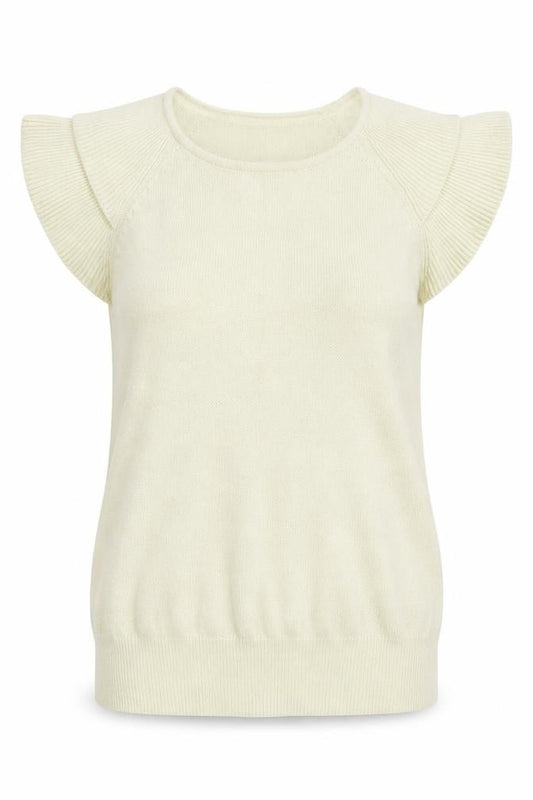 Front view of H&M women’s ivory scoop neck polyamide jumper, size S