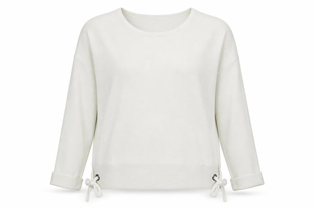 Front view of Great Plains women’s white boat neck viscose jumper, size XL