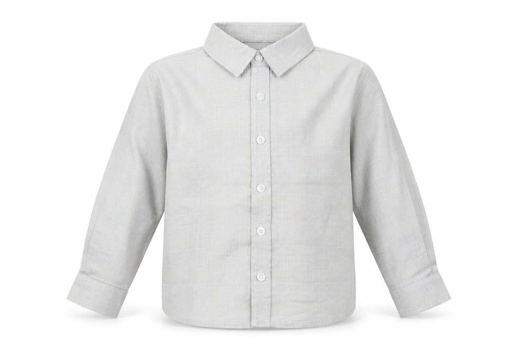 Mango Boys Grey Check Cotton Basic Button-Up Size 12-18 Months Collared Button