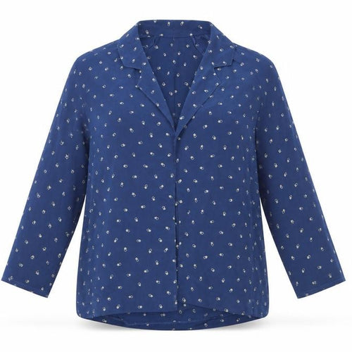 Country Casuals Womens Blue Collared Geometric Polyester Cardigan Jumper Size 10