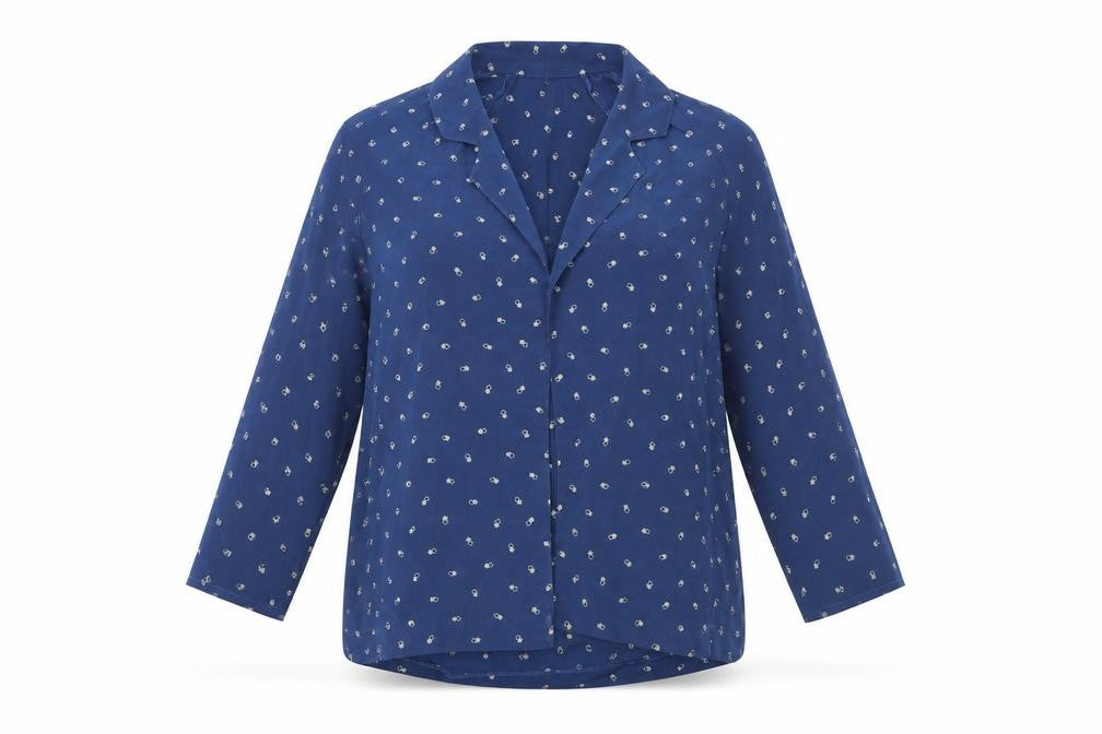 Country Casuals Womens Blue Collared Geometric Polyester Cardigan Jumper Size 10