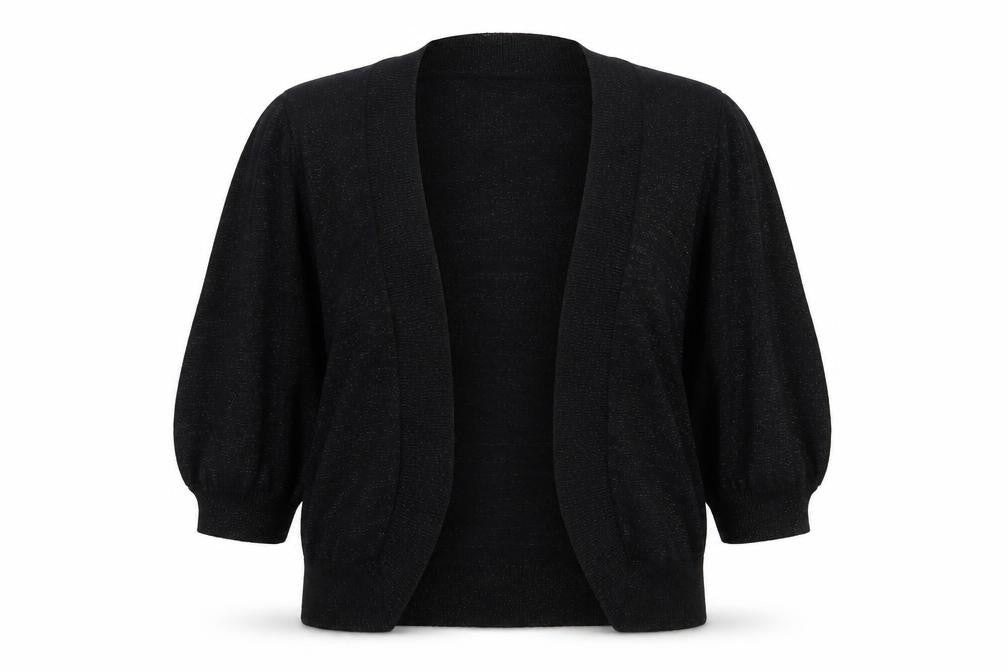 Evie Womens Black V-Neck Cotton Cardigan Jumper Size 12